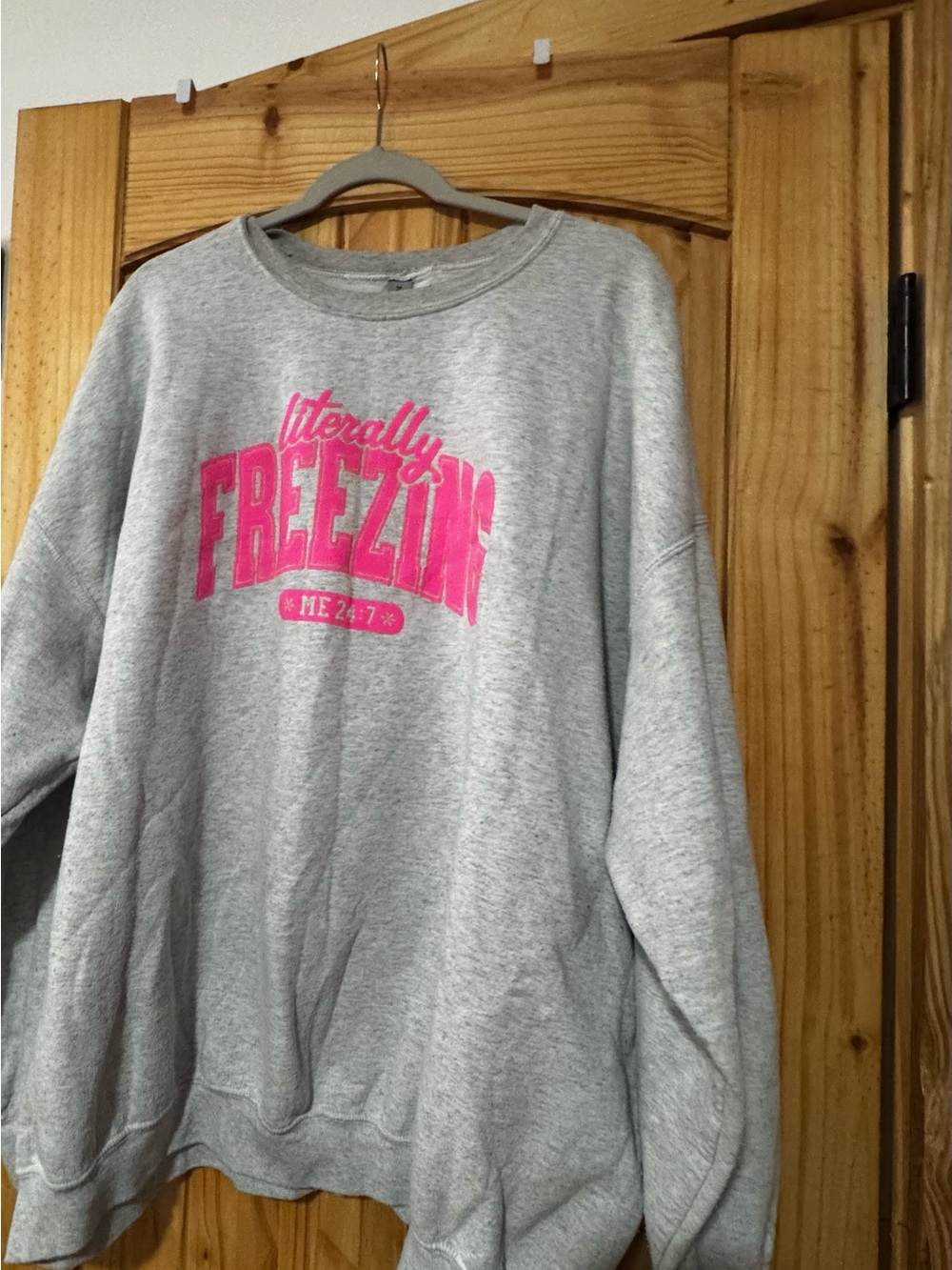 Gildan Light Gray Sweatshirt with Pink Front Graphic - Picture 1 of 2